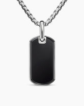 Chevron Tag in Sterling Silver with Black Onyx, 27mm